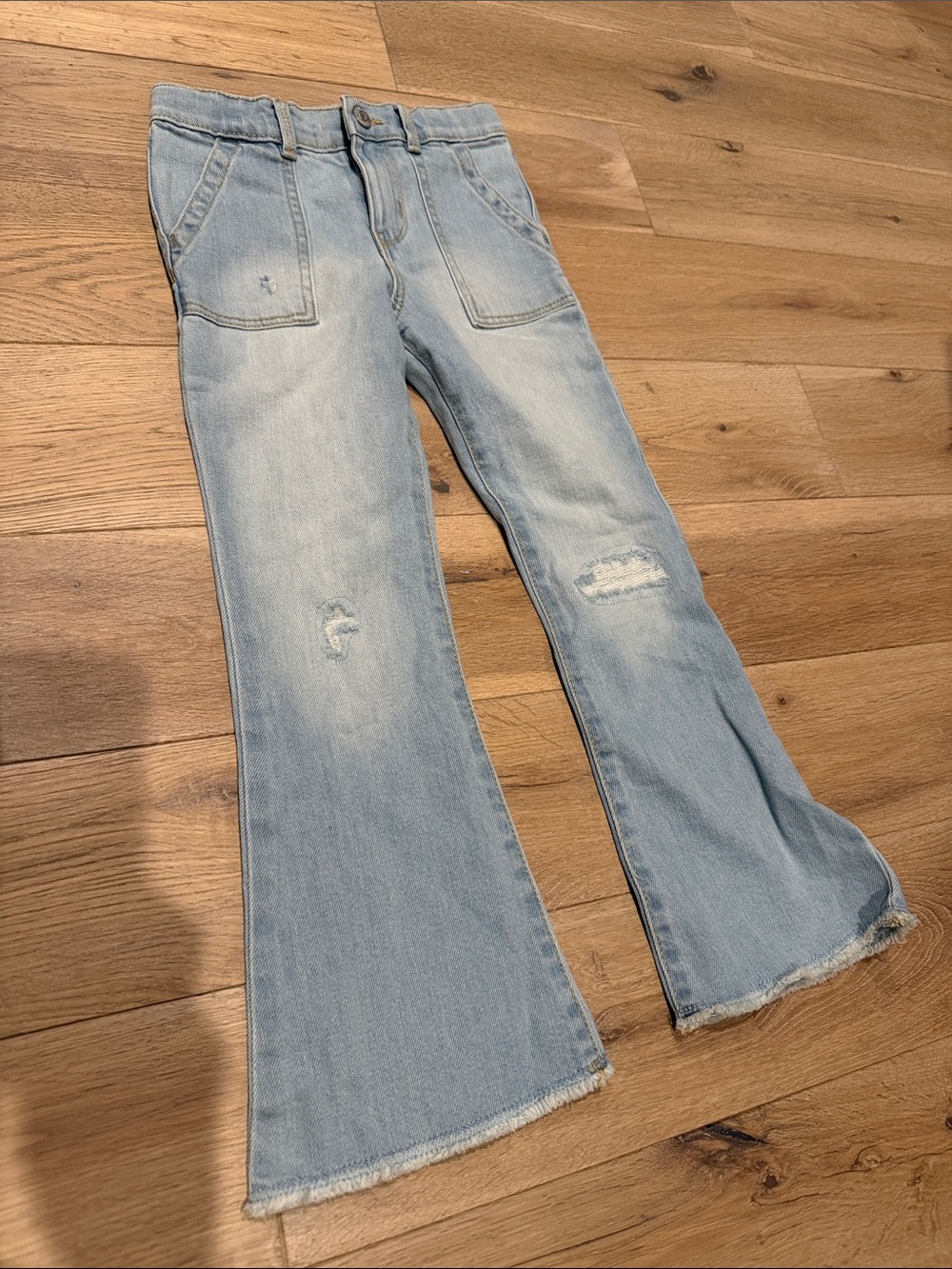 Girls OshKosh B'gosh Light Blue Flared Jeans with Distressed Details